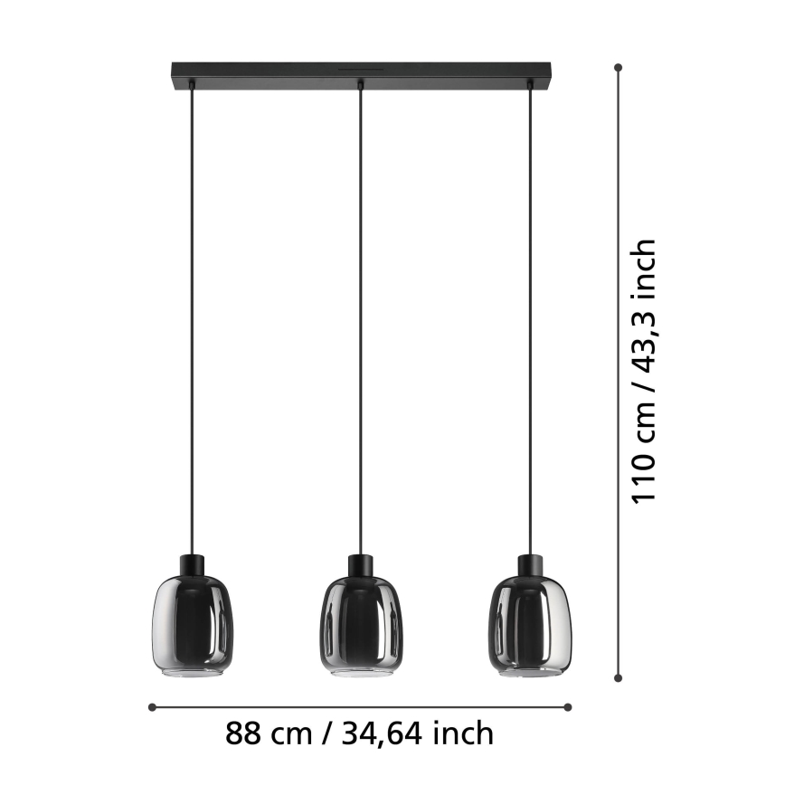 Eglo - LED RGBW prigušiva viseći luster na sajli 3xLED/3,7W/230V 2700-6500K siva