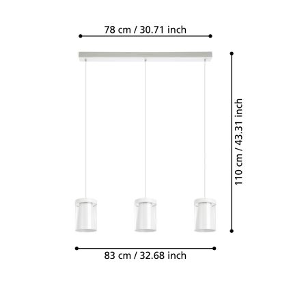 Eglo - LED RGBW prigušiva luster na sajli 3xLED/3,7W/230V 2700-6500K bela ZigBee