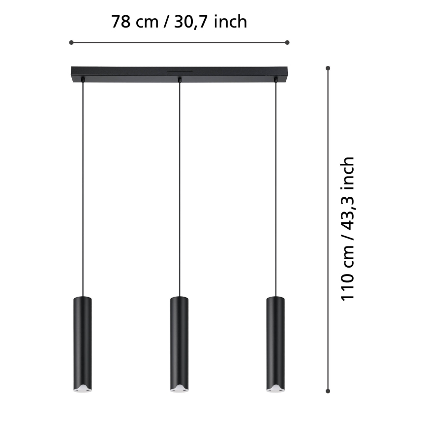 Eglo - LED RGBW prigušiva luster na sajli 3xLED/3,7W/230V 2700-6500K crna