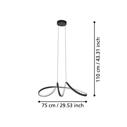Eglo - LED RGBW prigušiva luster na sajli LED/22W/230V 2700-6500K crna