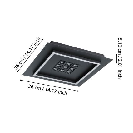 Eglo - LED prigušiva stropna svetiljka LED/21,4W/230V 2700-6500K crna + daljinski upravljač
