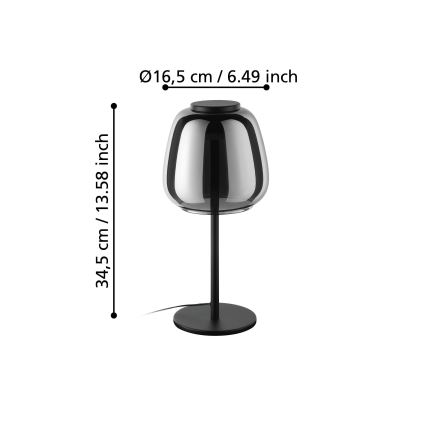 Eglo - prigušiva LED RGBW stona lampa LED/7,7W/230V 2700-6500K zadimljena