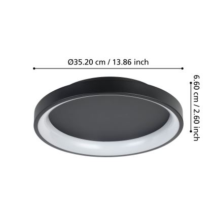 Eglo - LED Prigušiva stropna svetiljka LED/12W/230V 2700-6500K crna + daljinski upravljač