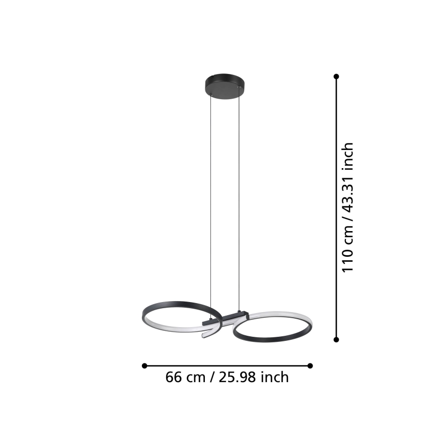 Eglo - LED luster na sajli LED/21W/230V 3000K, crne boje