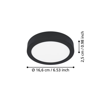 Eglo - LED plafonsko svetlo LED/7,5W/230V 2700/4000/6500K prečnik 16,6 cm crne boje