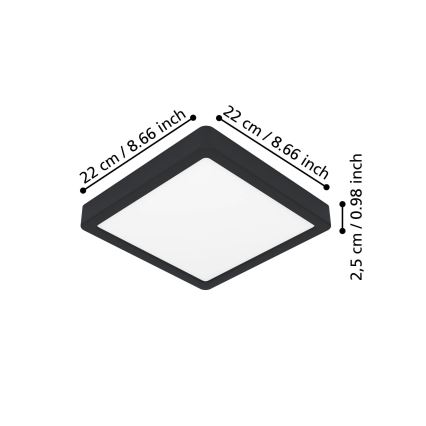 Eglo - LED plafonsko svetlo LED/10,5W/230V 2700/4000/6500K 22x22cm crna