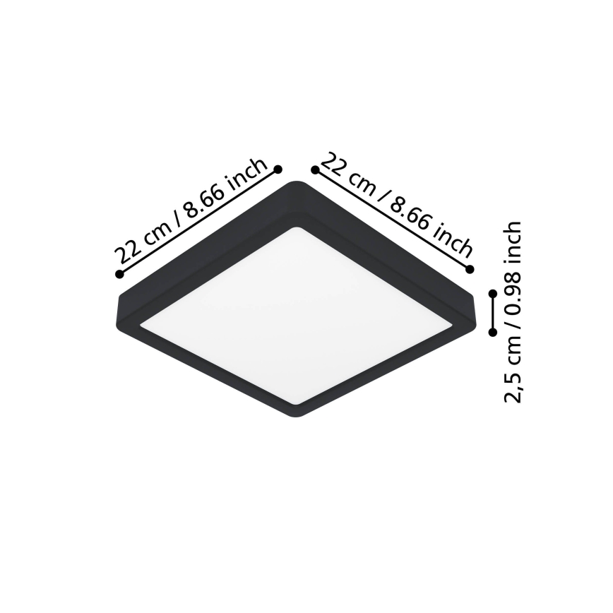 Eglo - LED plafonsko svetlo LED/10,5W/230V 2700/4000/6500K 22x22cm crna