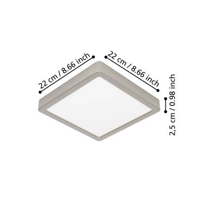 Eglo - LED plafonsko svetlo LED/10,5W/230V 2700/4000/6500K 22x22 cm mat hrom