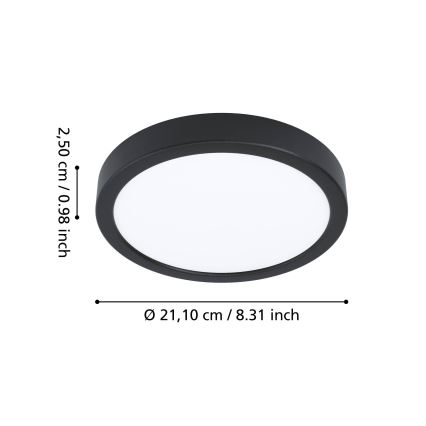 Eglo - LED plafonsko svetlo za kupatilo LED/11,5W/230V 2700/4000/6500K Ø 21,1 cm IP44 crno