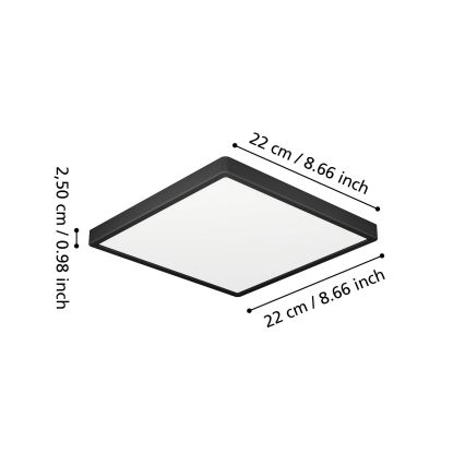 Eglo - LED stropno svetlo za kupatilo LED/10,5W/230V 22x22 cm IP44 crna