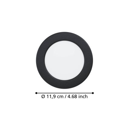 Eglo - LED ugradna svetiljka LED/6,3W/230V 2700/4000/6500K prečnika 11,9 cm crna