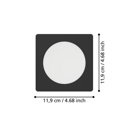 Eglo - LED ugradna plafonska svetiljka LED/6,3W/230V 2700/4000/6500K 11,9x11,9 cm crna