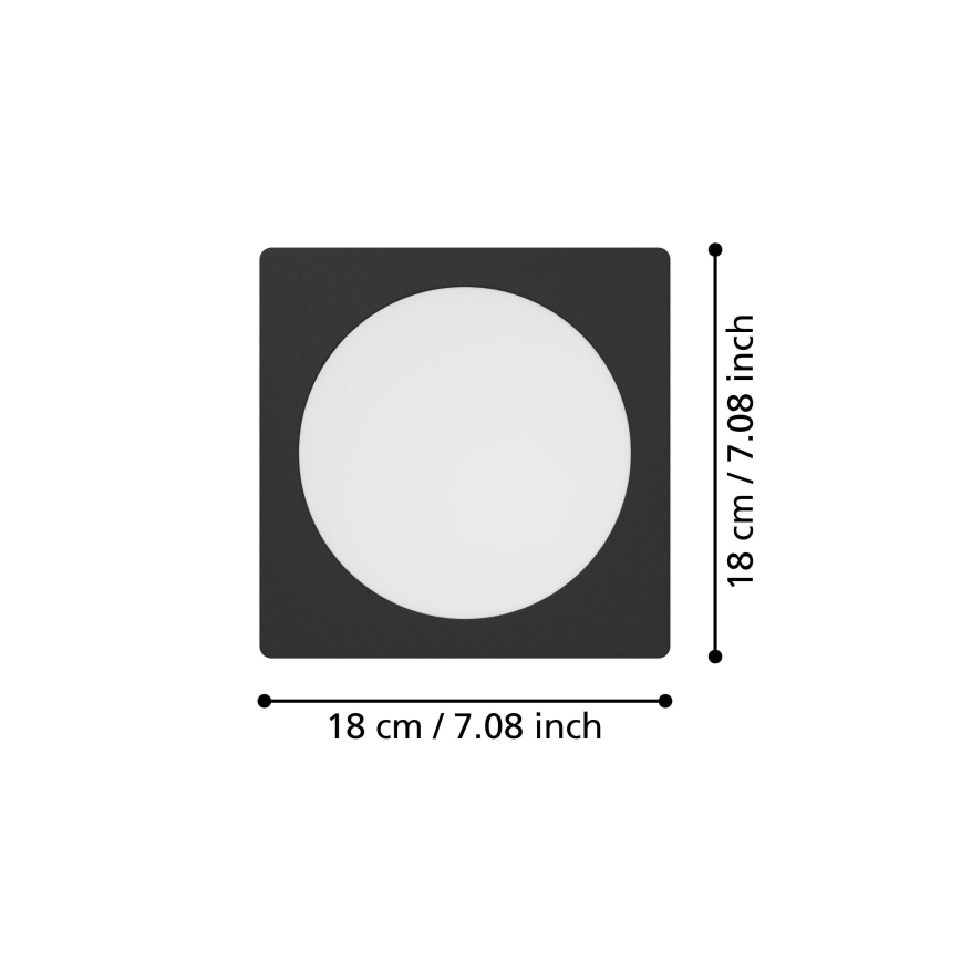 Eglo - LED ugradno plafonsko svetlo LED/10,5W/230V 2700/4000/6500K 16,6x16,6 cm crno