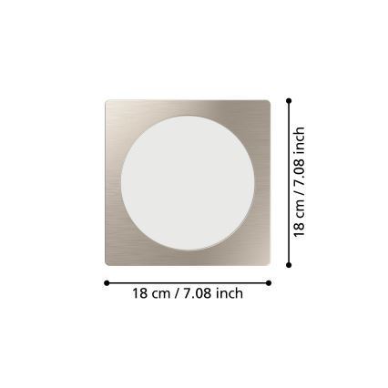 Eglo - LED ugradno svetlo LED/10,5W/230V 2700/4000/6500K 16,6x16,6 cm mat hrom