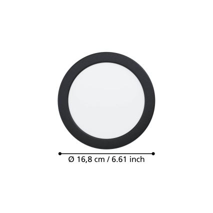 Eglo - LED ugradna svetiljka za kupatilo LED/10,5W/230V 2700/4000/6500K prečnik 16,8 cm IP44 crna