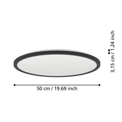 Eglo - LED plafonsko svetlo za kupatilo LED/16,8W/230V 2700/4000/6500K prečnik 50 cm IP44 crno
