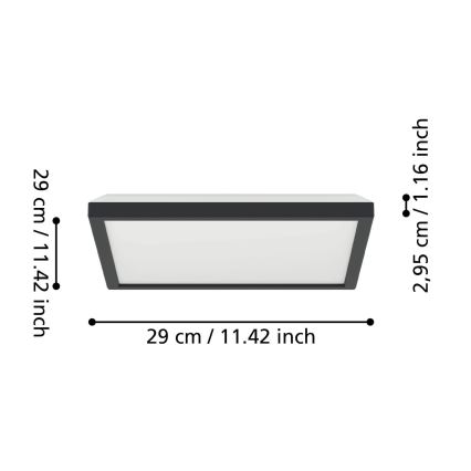 Eglo - LED plafonsko svetlo za kupatilo LED/13,4W/230V 2700/4000/6500K 29x29 cm IP44 crna