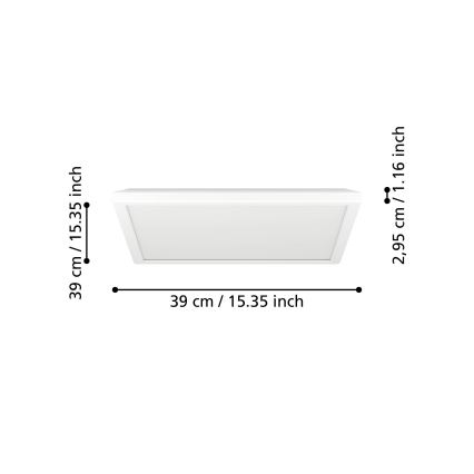 Eglo - LED plafonsko svetlo za kupatilo LED/17,6W/230V 2700K/4000K/6500K 39x39 cm IP44 belo