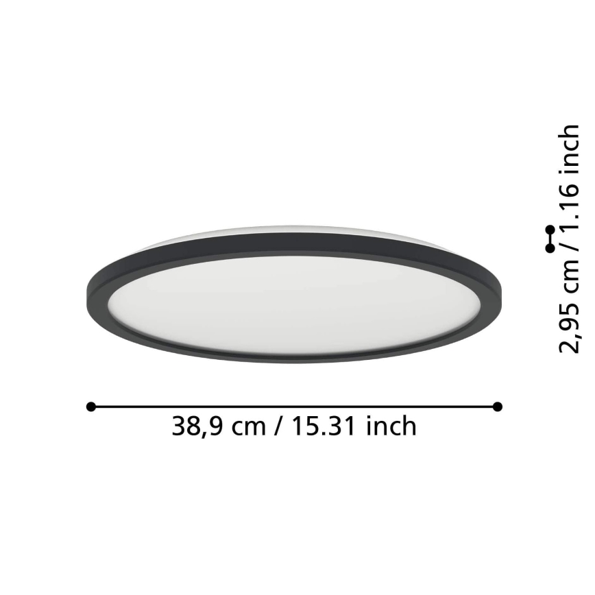 Eglo - LED prigušiva plafonska lampa za kupatilo LED/18,5W/230V 2700-6500K Ø 38,9 cm IP44 crna + daljinski upravljač