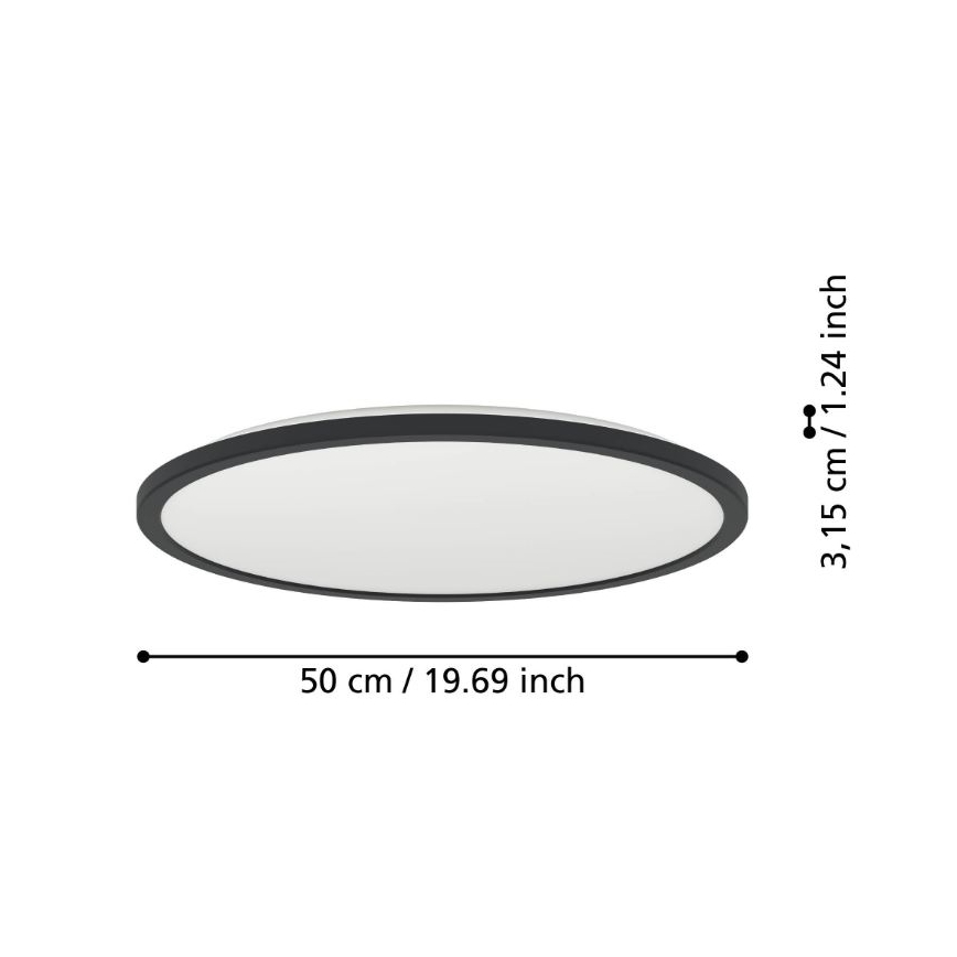 Eglo - LED prigušiva plafonska svetiljka za kupatilo LED/16,8W/230V 2700-6500K prečnik 50 cm IP44 crna + daljinski upravljač