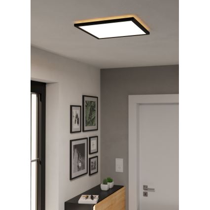 Eglo - LED prigušiva kupatilsko stropno svetlo LED/17,6W/230V 2700-6500K 39x39 cm IP44 crna + daljinski upravljač