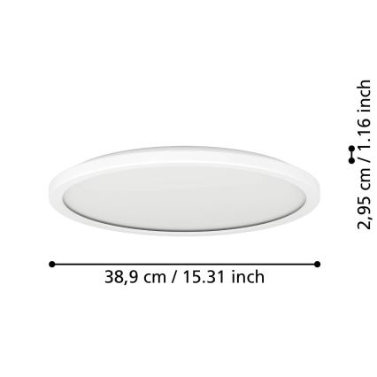 Eglo - prigušiva LED kupatilska plafonska svetiljka LED/18,5W/230V 2700-6500K prečnik 38,9 cm IP44 bela + daljinski upravljač