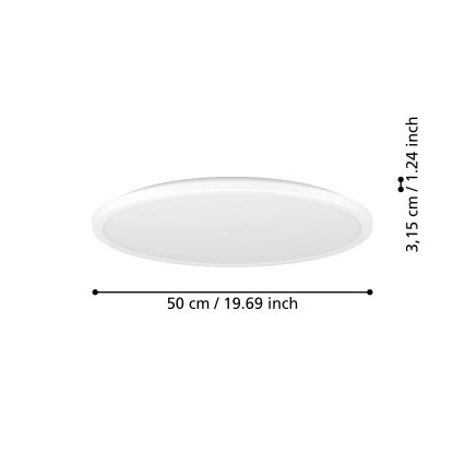 Eglo - prigušiva LED plafonska lampa za kupatilo LED/16,8W/230V 2700-6500K prečnik 50 cm IP44 bela + daljinski upravljač