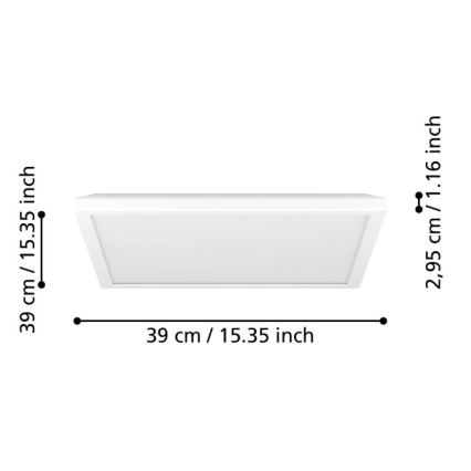 Eglo - LED prigušiva plafonska svetiljka za kupatilo LED/17,6W/230V 2700-6500K 39x39 cm IP44 bela + daljinski upravljač