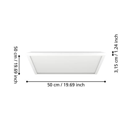 Eglo - LED prigušiva plafonska svetiljka za kupatilo LED/17W/230V 2700-6500K 50x50 cm IP44 bela + daljinski upravljač