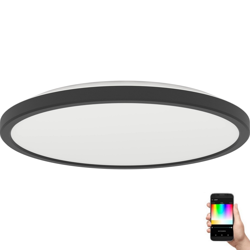 Eglo - LED RGBW prigušiva kupatilska plafonska lampa LED/13,9W/230V 2700-6500K prečnik 30 cm IP44 crna ZigBee