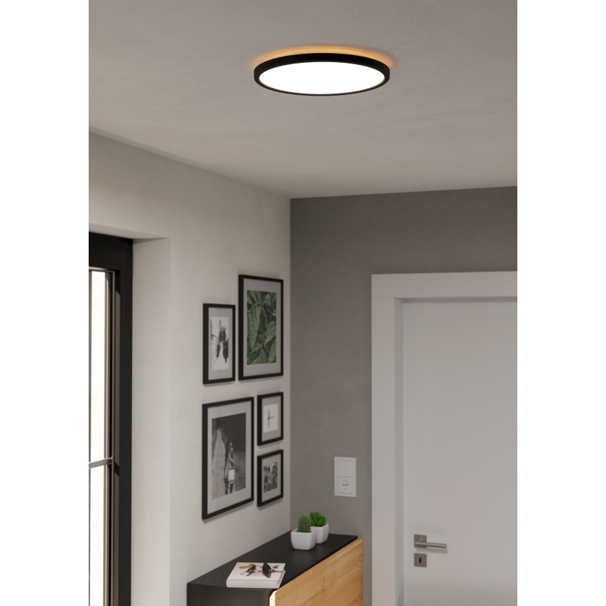Eglo - LED RGBW prigušiva kupatilska plafonska lampa LED/13,9W/230V 2700-6500K prečnik 30 cm IP44 crna ZigBee