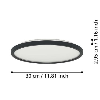 Eglo - LED RGBW prigušiva kupatilska plafonska lampa LED/13,9W/230V 2700-6500K prečnik 30 cm IP44 crna ZigBee