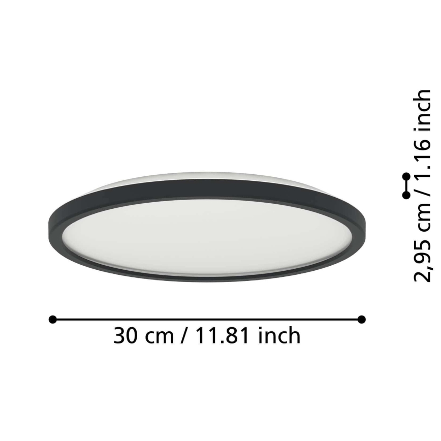 Eglo - LED RGBW prigušiva kupatilska plafonska lampa LED/13,9W/230V 2700-6500K prečnik 30 cm IP44 crna ZigBee