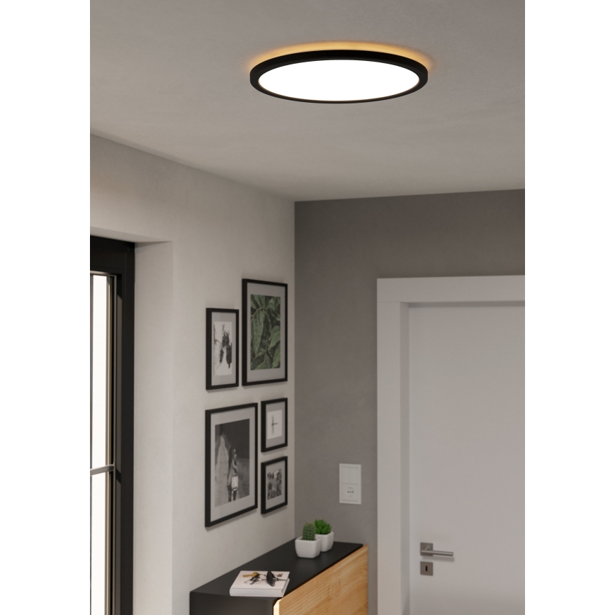 Eglo - LED RGBW prigušiva plafonska lampa za kupatilo, 18,5 W/230 V, 2700–6500 K, prečnik 38,9 cm, IP44, crna, ZigBee