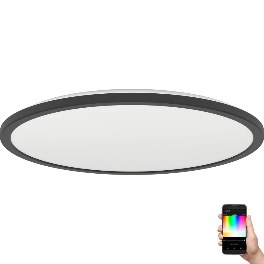 Eglo - LED RGBW prigušiva stropna svetiljka za kupatilo LED/16,8W/230V 2700-6500K prečnik 50 cm IP44 crna ZigBee