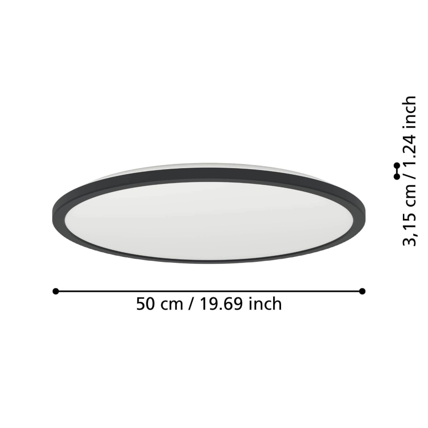 Eglo - LED RGBW prigušiva stropna svetiljka za kupatilo LED/16,8W/230V 2700-6500K prečnik 50 cm IP44 crna ZigBee