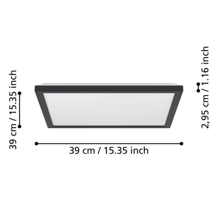 Eglo - LED RGBW prigušiva kupatilska plafonska svetiljka LED/17,6W/230V 2700-6500K 39x39 cm IP44 crna ZigBee