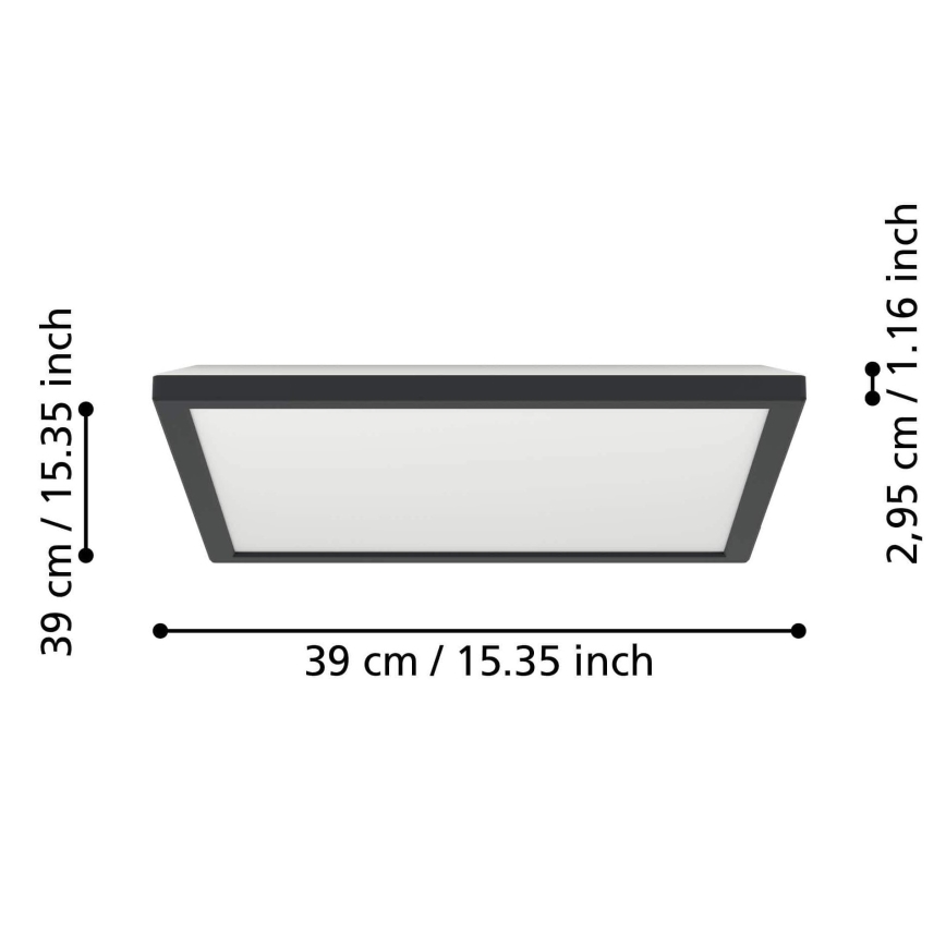 Eglo - LED RGBW prigušiva kupatilska plafonska svetiljka LED/17,6W/230V 2700-6500K 39x39 cm IP44 crna ZigBee