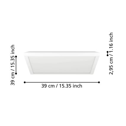 Eglo - LED RGBW prigušiva kupatilska stropna svetiljka LED/17,6W/230V 2700-6500K 39x39 cm IP44 bela ZigBee