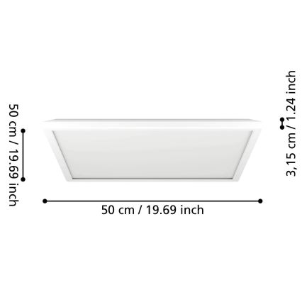 Eglo - LED RGBW prigušiva stropno svetlo za kupatilo LED/17W/230V 2700-6500K 50x50 cm IP44 belo ZigBee