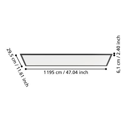 Eglo - LED površinski panel LED/33W/230V 2700/4000/6500K 120x30 cm crni