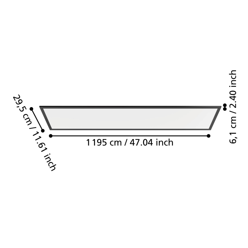 Eglo - LED površinski panel LED/33W/230V 2700/4000/6500K 120x30 cm crni