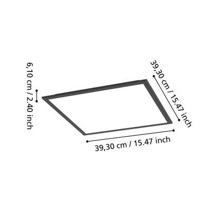 Eglo - LED RGBW prigušiva stropna svetiljka LED/19W/230V 2700-6500K 40x40 cm crna