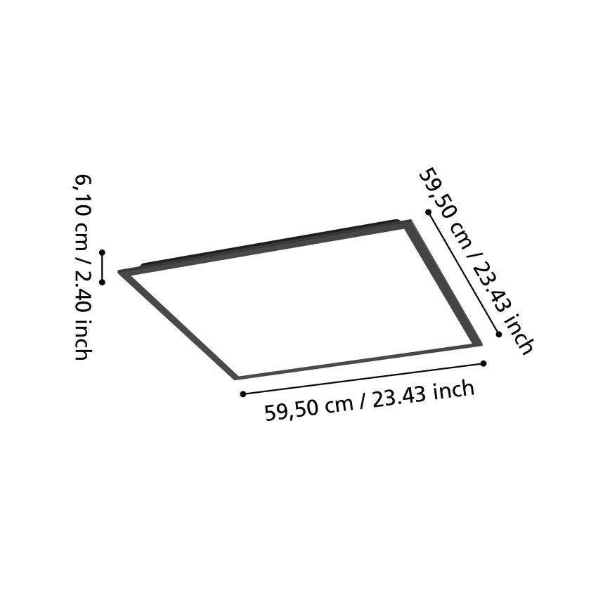 Eglo - LED RGBW prigušiva nadgradni panel LED/33W/230V 2700-6500K 60x60 cm crna