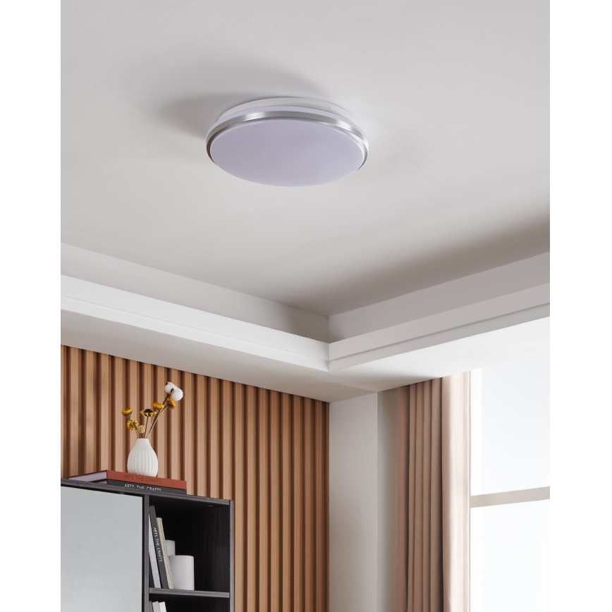 Eglo - LED plafonsko svetlo za kupatilo, LED/18W/230V, 3000/4000/6500K, prečnik 34 cm, IP54, mat hrom