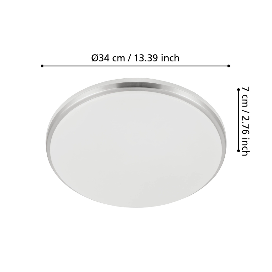 Eglo - LED plafonsko svetlo za kupatilo, LED/18W/230V, 3000/4000/6500K, prečnik 34 cm, IP54, mat hrom