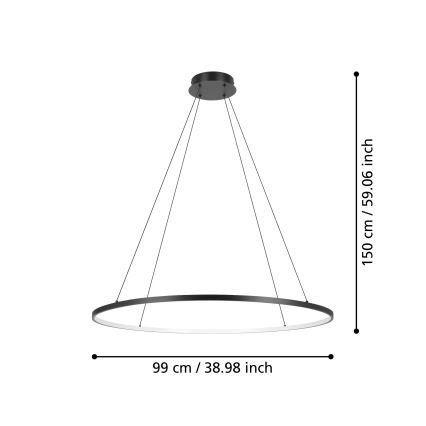 Eglo - LED prigušiva luster na sajli LED/40W/230V 2700-6500K crna + daljinski upravljač