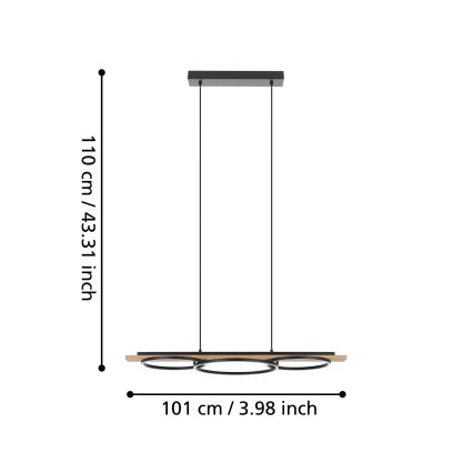 Eglo - LED prigušiva luster na sajli 2xLED/12,5W/230V+LED/15,5W 3000K bež/crna