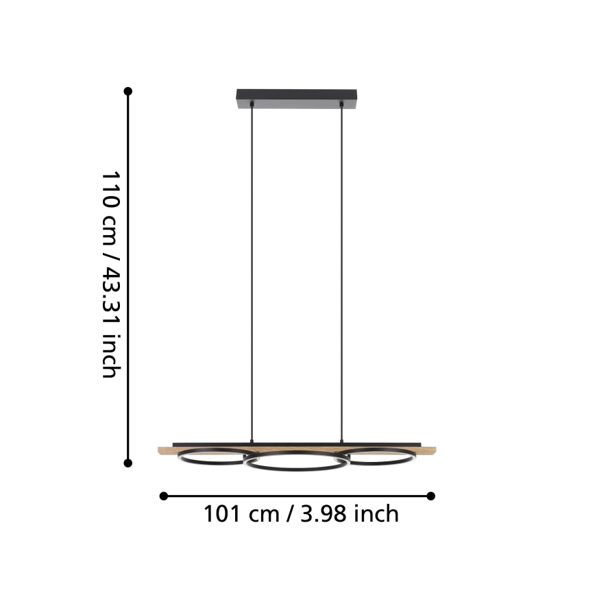 Eglo - LED prigušiva luster na sajli 2xLED/12,5W/230V+LED/15,5W 3000K bež/crna