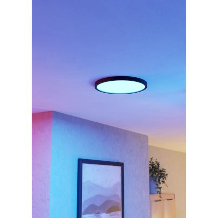 Eglo - LED RGBW prigušiva kupatilska plafonska lampa LED/17,5W/230V 2700-6500K prečnik 39,9 cm IP44 crna